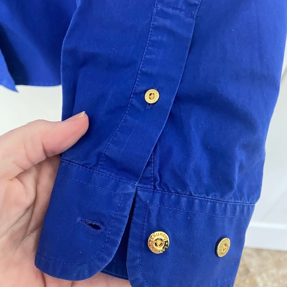 Ralph Lauren Royal Blue Casual Button Down Shirt Embroidered Crest Emblem - Picture 9 of 13